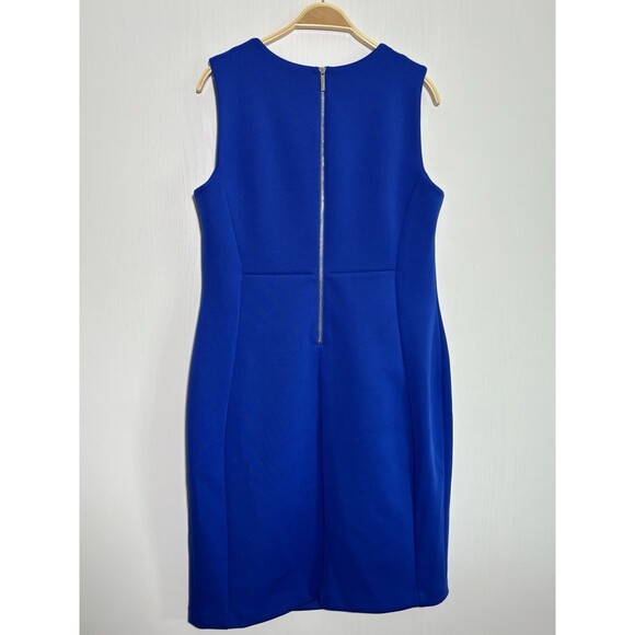 Calvin Klein Sheath Dress Womens 16W Blue Scuba Crepe Princess Seam Sleeveless - Picture 14 of 15
